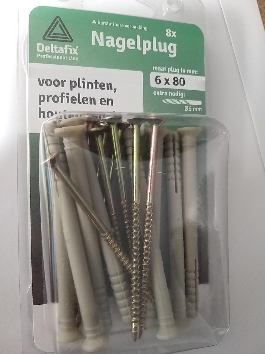 Deltafix nagelplug standaard grijs 6 x 80 mm 8 st. - Deltafix