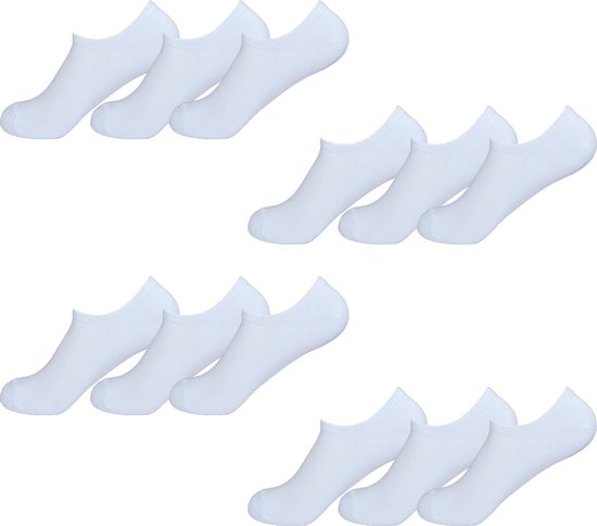 Unisex Sneaker Sokken 12-pack - Wit - Maat 35-40 - Korte Sokken