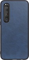 Sony Xperia 1 III Hoesje Back Cover met Kunstleer Coating Blauw