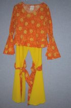 verkleedkleding 1104, flower power set voor moeder en kind, meisjes, geel/oranje, maat 104