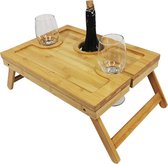 Wijntafel voor picknick inklapbaar - Bijzettafel - Wijntafeltje - Bijzettafeltje - Dranktafel - Bamboe tafeltje - Hapjestafel - Borreltafel - Borrelplank