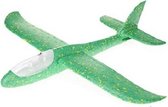 Zweefvliegtuig met verlichting groen  XL - EXTRA GROOT wegwerp vliegtuig foam - Speelgoed vliegtuig - stuntvliegers - vliegtuig kinderen - buitenspeelgoed - Vliegtuig van verhard foam