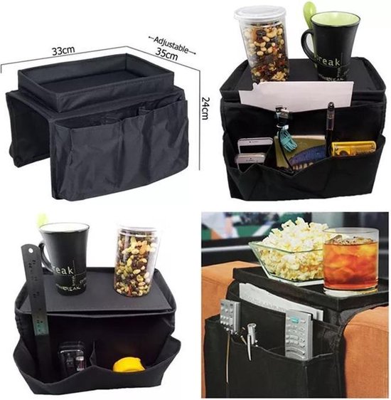 Organisateur de canapé - Plateau d'accoudoir - Canapé d'accoudoir en vrac - Coussin de bloc - Canapé d'accoudoir - Sac de rangement