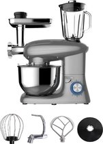 Royal Swiss - Keukenmachine Multifunctionele - 3in1 Keukenrobot Mixer XXL 6 Liter - 6 Snelheden - Elektrische Energie 1400w - Kleur Zilver/Grijs- Blender - Met accessoires