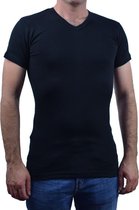 2 Pack Duurzaam t-shirt - V hals - 100% Katoen - Zwart - Maat L