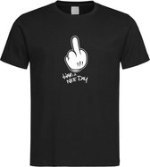 Zwart T shirt met  " Have a Nice Day " print Wit size L