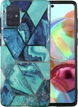 Samsung Galaxy A72 Marmer Case | Back Cover | TPU Telefoonhoesje | Blauw