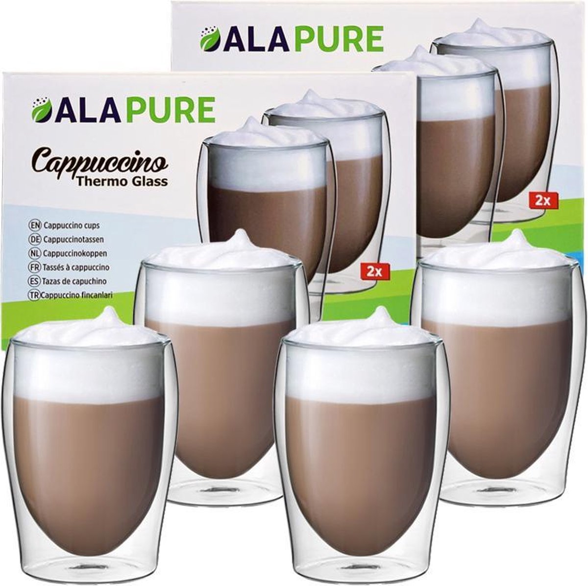 4X Alapure Cappuccino Thermo glazen 30 cl / ALA-GLS31