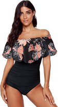 Off-shoulder Overlay Dames Badpak - Gebloemd - Maat XXL/2XL 'Bavana'