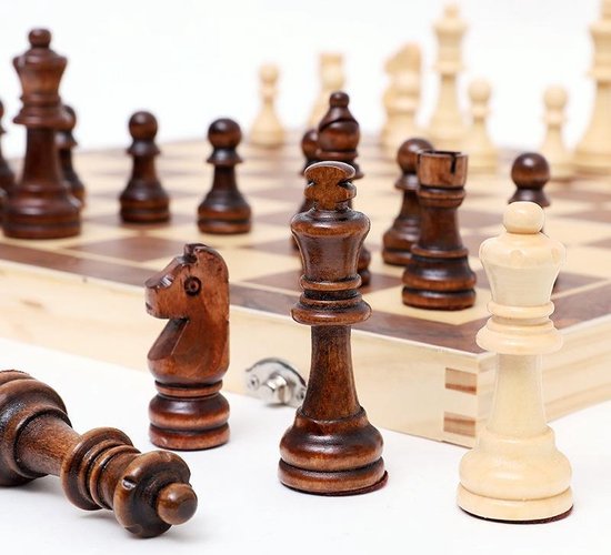 Houten schaakbord met schaakstukken - schaakspel 39x39 CM - schaakset Opklapbaar... | bol.com
