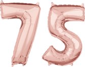 Helium cijfer ballonnen 75  rosé goud.
