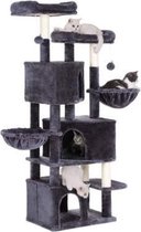 Segenn's Grote krabpaal met 3 kattengaten - kattenboom - kattenbak - 7 ligplaatsen - krabpaal 164 cm - Rookgrijs