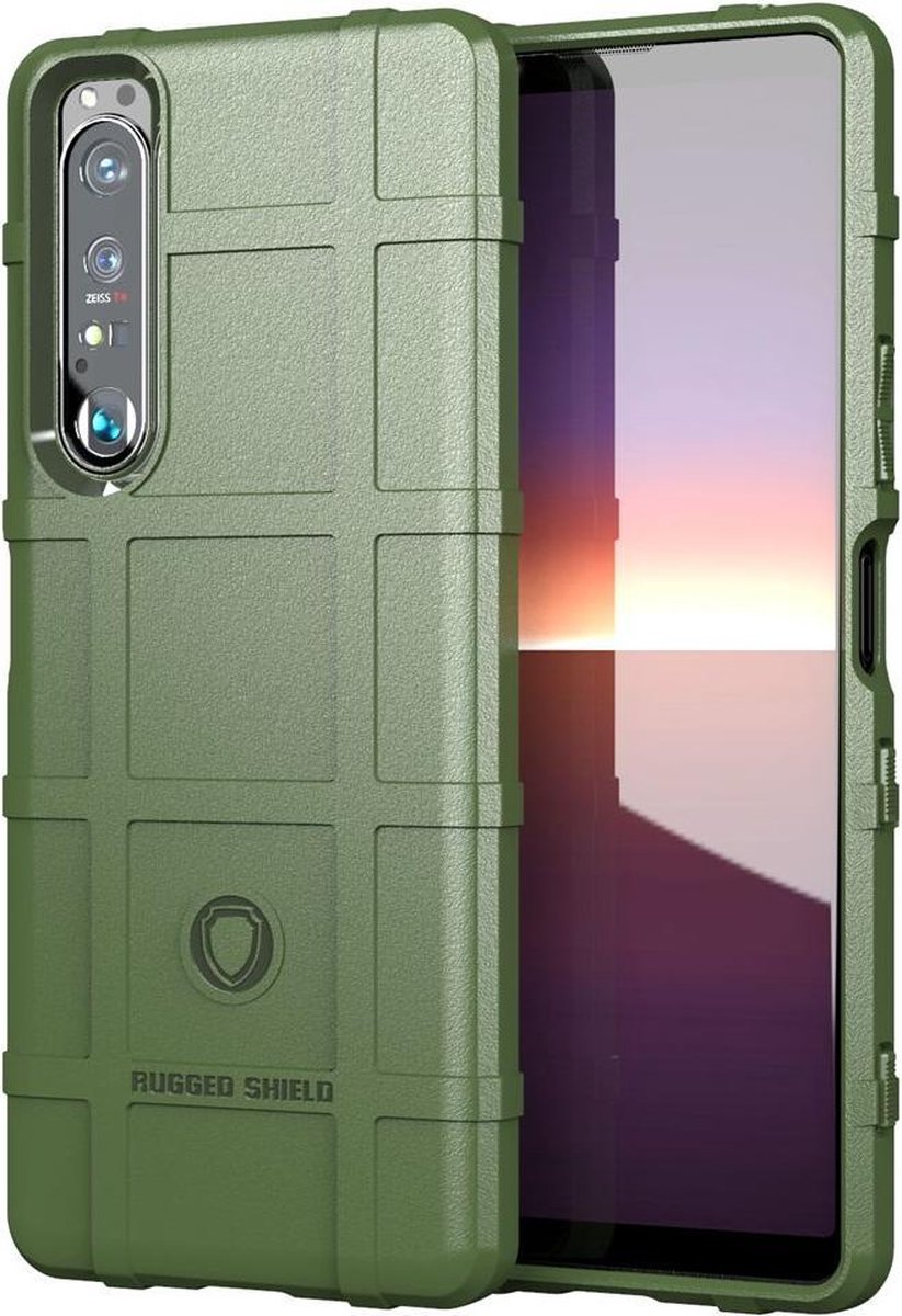 MobyDefend Hoesje - Geschikt voor Sony Xperia 1 III - Rugged Shield TPU Backcover - Groen