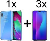 iParadise Samsung Galaxy A40 hoesje transparant siliconen case hoes cover hoesjes - 3x samsung galaxy a40 screenprotector