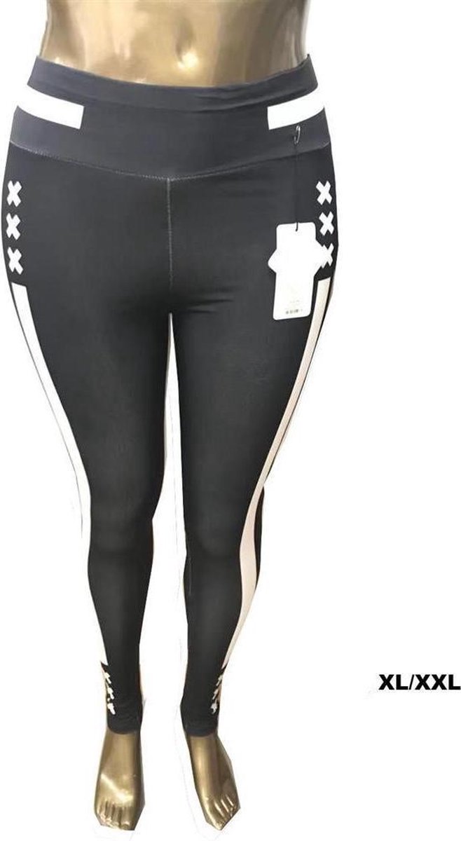 Dames Legging - Sportlegging - High Waist - Zwart/Wit - Maat XL/XXL (244) — afbeelding 2