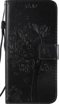 Apple iPhone SE 2020 Bookcase - Zwart - Bloemen - Portemonnee Hoesje