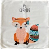 Zody Shop Kussensloop Vos Be Curious - 45 x 45 cm  -  Sierkussensloop voor Kinderkamer