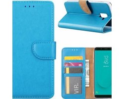 Samsung Galaxy J6 Plus 2018 case Turquoise telefoon hoesje met pasjeshouder met opbergvakjes - van Bixb