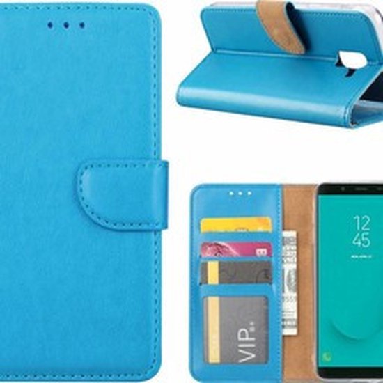 Samsung Galaxy J6 Plus 2018 case Turquoise telefoon hoesje met pasjeshouder met opbergvakjes - van Bixb