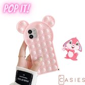 Casies Bunny Pop It telefoonhoesje - Apple iPhone XR - Pop It - Fidget Toy - Rainbow case konijn - Gezien op TikTok - Soft case hoesje - Roze - Fidget Toys