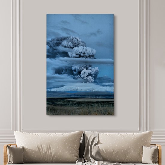 Smoking Eyjafjallajökull toile 2cm 120x180 cm - Tirage photo sur toile (Décoration murale salon / chambre) XXL / Groot format!