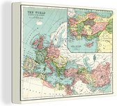 Ancienne carte du monde toile 2cm