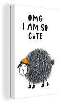 Illustration pour enfants avec la citation 'OMG je suis si mignon' et un mouton 20x30 cm - petit - Tirage photo sur toile (Décoration murale salon / chambre)