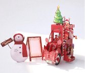 Kerstkaart Kerstman Auto - Wenskaart - Kaart Met Envelop - Kaart 3D - Kaart Kerstmis