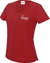 FitProWear Sportshirt V-hals Dames -Rood - Maat M - Sportshirt - T-Shirt - Sportkleding - Sportshirt korte mouwen - Sportshirt Polyester - Dames Shirt - Shirt met V-Hals - Fitness