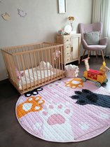 Baby cadeau meisje - Vloerkleed baby - Roze dieren klauwtjes - kinder Kleurtjes - Speelmat - kindertapijt - speelkleed meisje - Roze