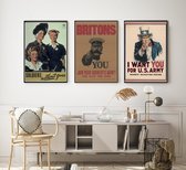 Fotowand Vintage Propaganda Wereldoorlogen - Poster Set van 3 - Uncle Sam - Poster