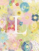 L: Monogram Initial L Notebook for Women and Girls-Pastel Floral-120 Pages 8.5 x 11