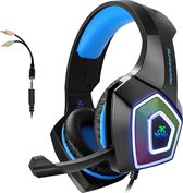Gaming Headset met Noise Cancelling - Stereo Over Ear Bas Headsets - PS4 Switch - Blauw