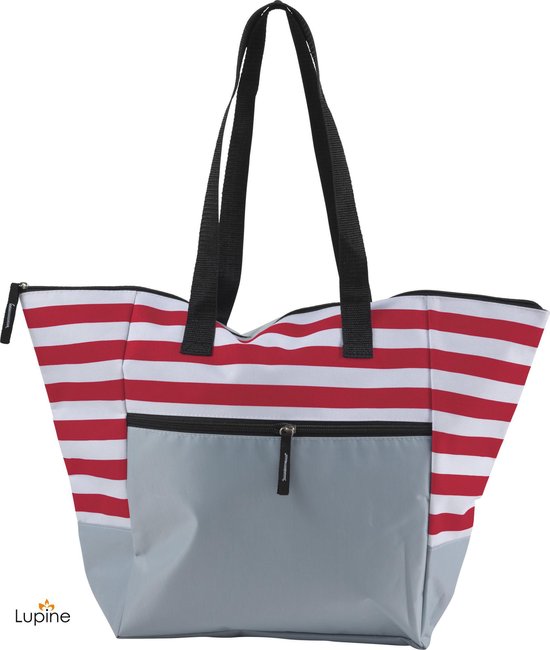 Strandtas met Rits - Campingtas - Zwemtas - Gestreept - Rood wit