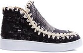 WELOVESHOES® Dames Sneakers met Hak  - Stof - Zwart - Maat 38