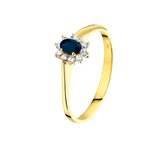 The Jewelry Collection Ring Saffier En Zirkonia - Geelgoud