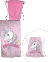 Eenhorn badhanddoek-unicorn strandlaken-badlaken met zwemzak-Zwemtas meisjes