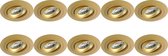 Spot Armatuur 10 Pack - Proma Alpin Pro - GU10 Inbouwspot - Rond - Goud - Aluminium - Kantelbaar - Ø92mm