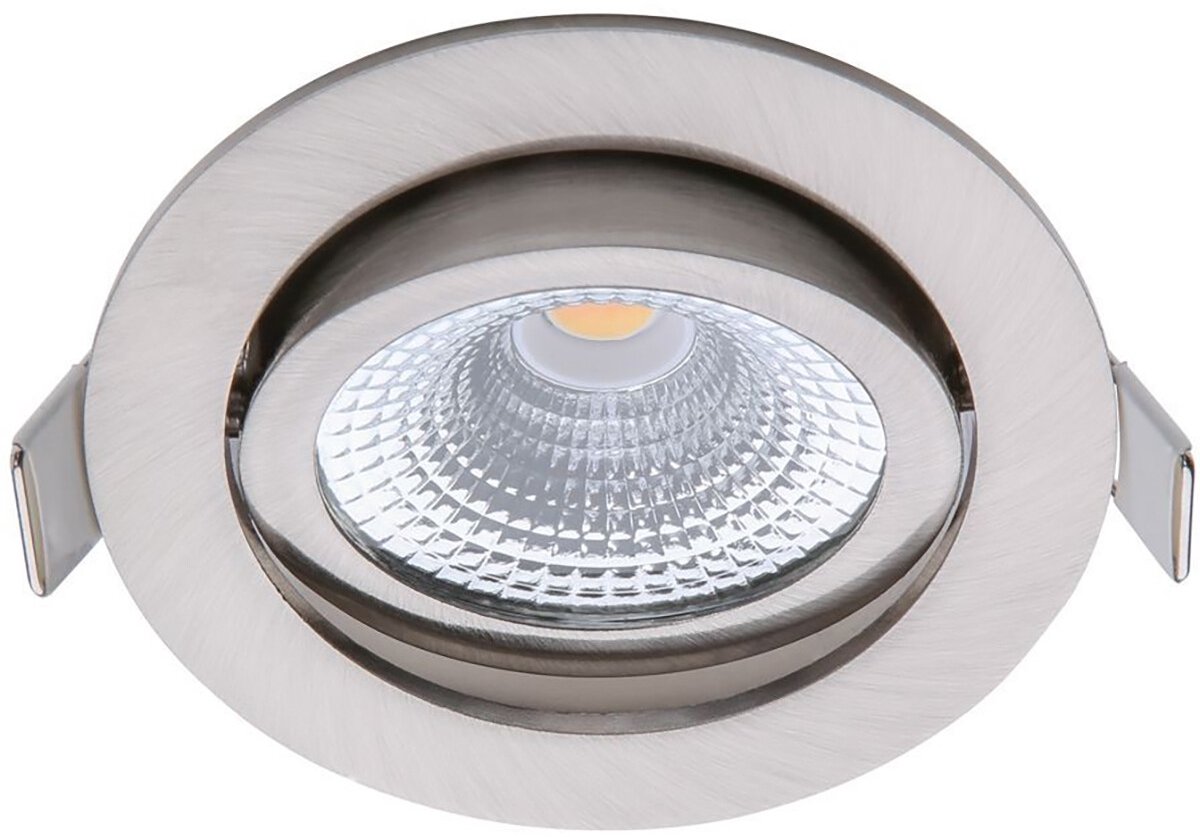 EcoDim - LED Spot - Inbouwspot - ED-10030 - 5W - Waterdicht IP54 - Dimbaar - Warm Wit 2700K - Mat Nikkel - Aluminium - Rond - Kantelbaar