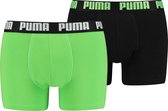 PUMA BASIC BOXER 2P Mannen Onderbroek - Green Flash; Black - Maat S