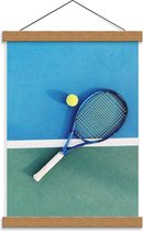 Schoolplaat – Tennisracket met Tennisbal - 30x40cm Foto op Textielposter (Wanddecoratie op Schoolplaat)