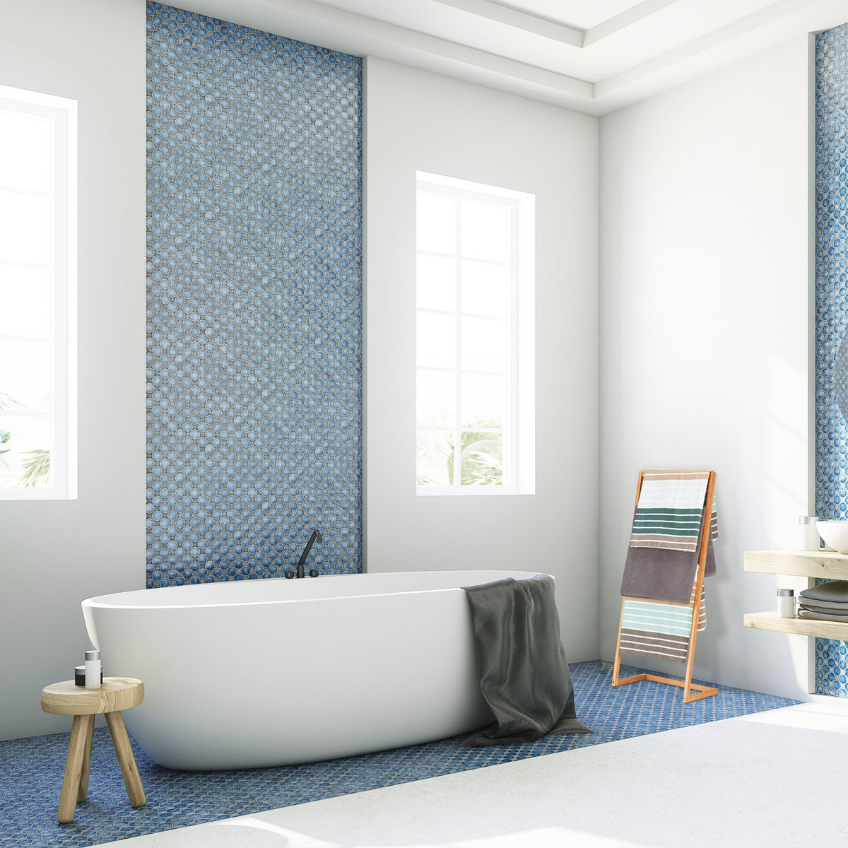 Relaxdays handdoekenrek, vrijstaand, bamboe, 4 roedes, HxBxD: 100 x 40 x 30 cm, handdoekhouder, theedoek houder, natuur