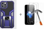 GSMNed – Shockproof iPhone 12 Mini hoesje Blauw – Magneetaansluiting – Met standaard – Hard PC iPhone 12 Mini – Blauw – met screenprotector