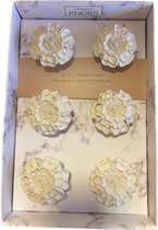 Luxe brocante deurknoppen - set van 6 - bloem - drawer knobs - meubelknoppen - kastdeur knoppen - in luxe verpakking