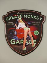 wandbord - retro reclame grease monkey - ijzer - 40 cm hoog