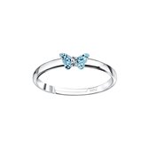 Joy|S - Zilveren vlinder ring  verstelbaar - kristal blauw