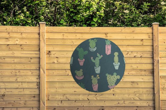 Garden Circle Summer - Cactus - Blauw - 120x120 cm - Affiche de Jardin Ronde - Extérieur - XXL