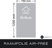 Raamfolie met huisnummer, anti inkijk, air free belijming, plakfolie, GRATIS spatel, huisje welkom