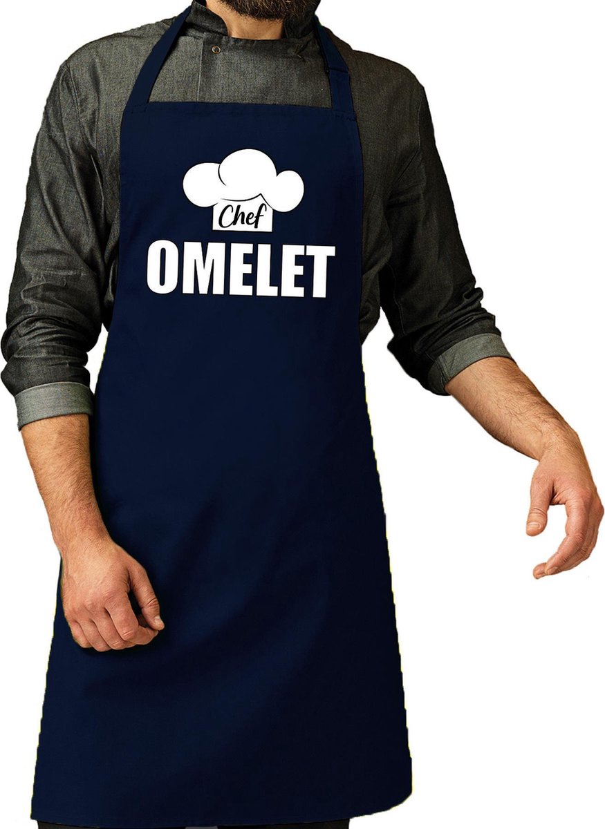 Chef omelet schort / keukenschort zwart heren
