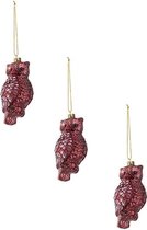 6x Kersthangers figuurtjes uil 12 cm - uilen thema kerstboomhangers - kerstboomversiering